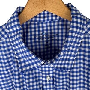 Vineyard Vines Mens XL On-The-Go Performance Gingham Short Sleeve Shirt Blue